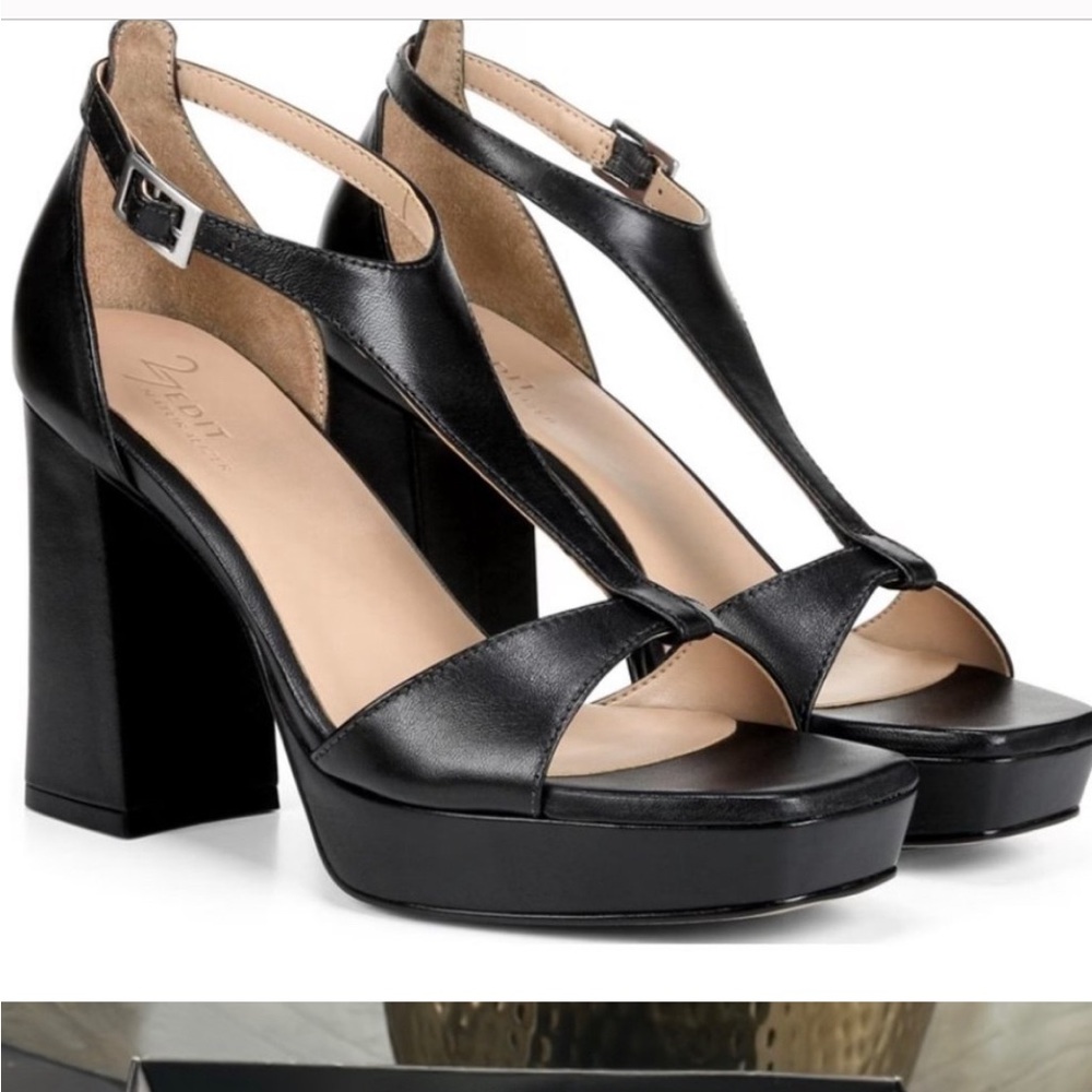 27 EDIT Naturalizer Jae Leather T-Strap Platform Dress Sandals